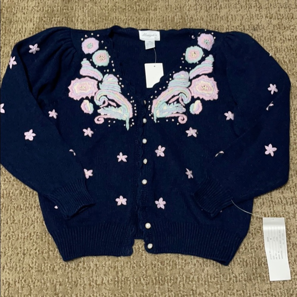 Margules Floral Embroidered Cardigan Vintage
